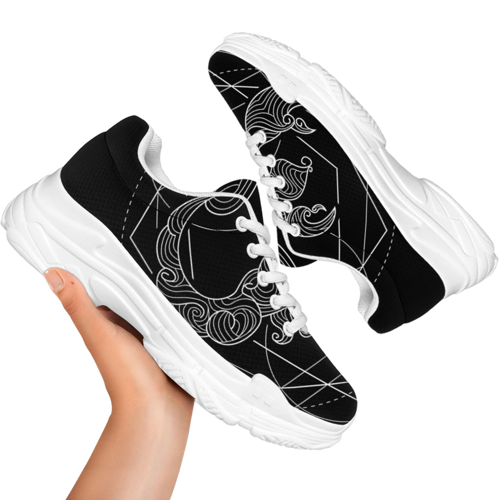 Black And White Scorpio Sign Print White Chunky Shoes