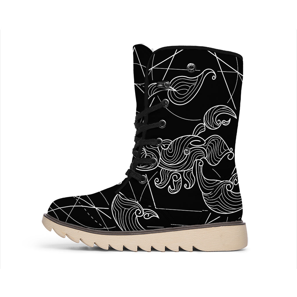 Black And White Scorpio Sign Print Winter Boots