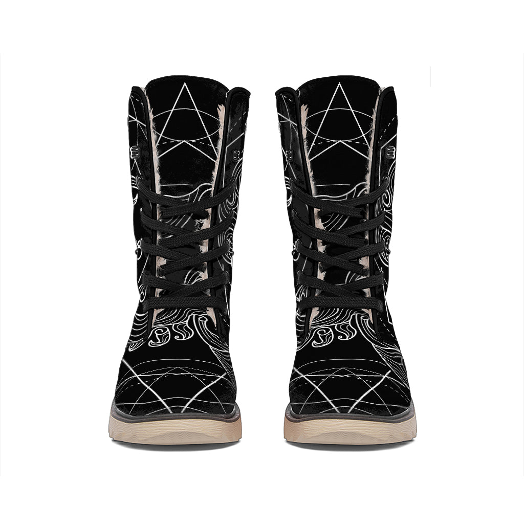 Black And White Scorpio Sign Print Winter Boots