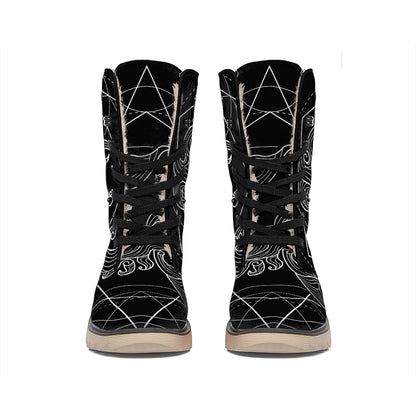 Black And White Scorpio Sign Print Winter Boots