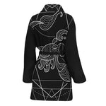 Black And White Scorpio Sign Print Women's Bathrobe