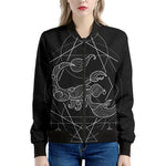 Black And White Scorpio Sign Print Women's Bomber Jacket