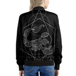 Black And White Scorpio Sign Print Women's Bomber Jacket