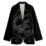 Black And White Scorpio Sign Print Women's Cotton Blazer