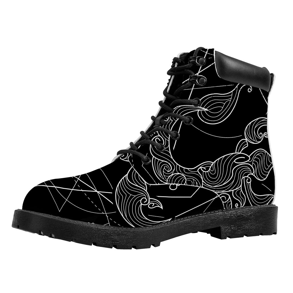 Black And White Scorpio Sign Print Work Boots