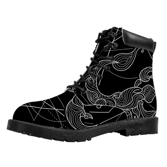 Black And White Scorpio Sign Print Work Boots