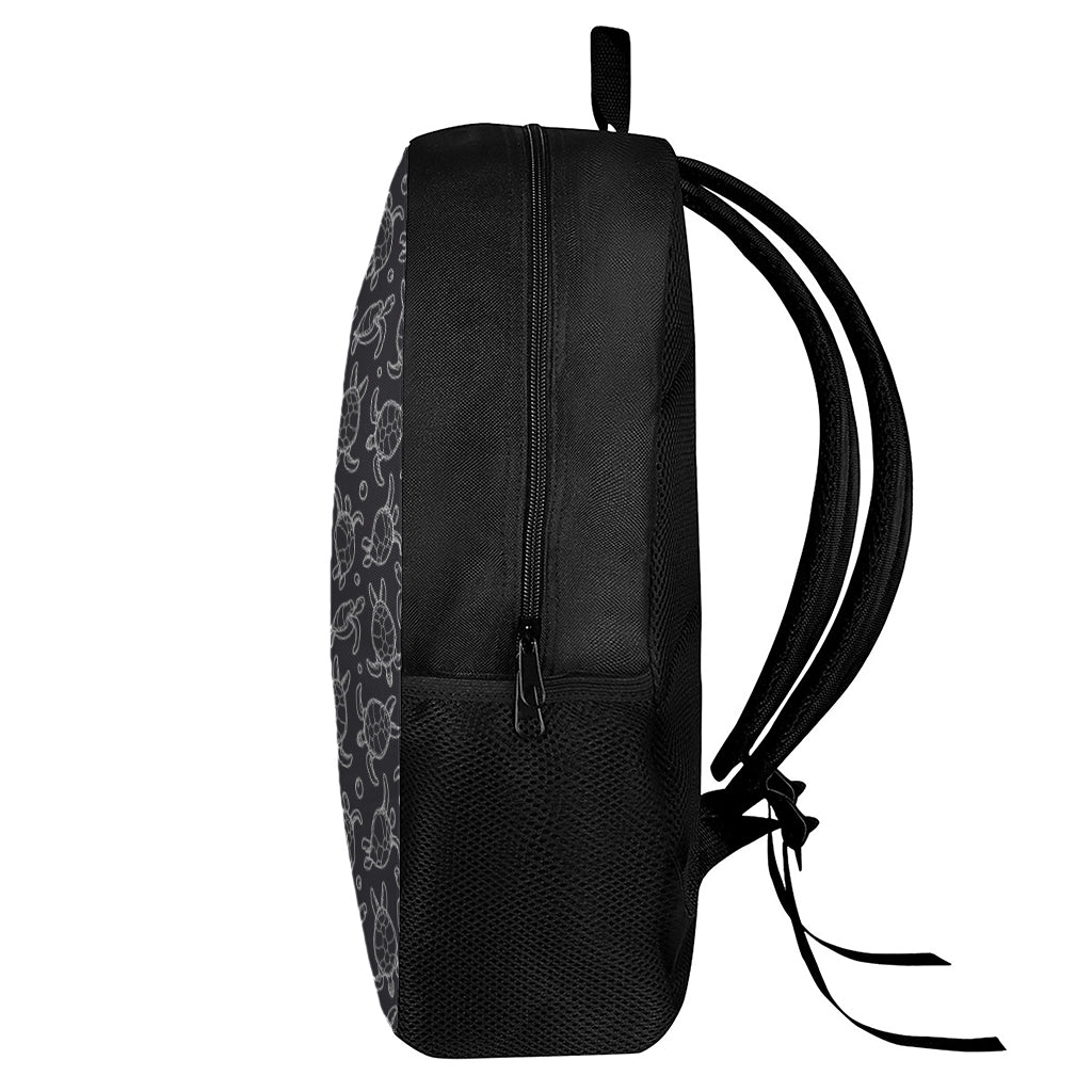 Black And White Sea Turtle Pattern Print 17 Inch Backpack
