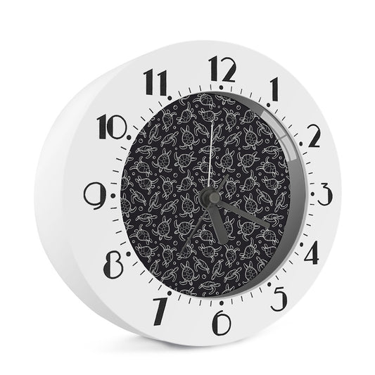 Black And White Sea Turtle Pattern Print Alarm Clock
