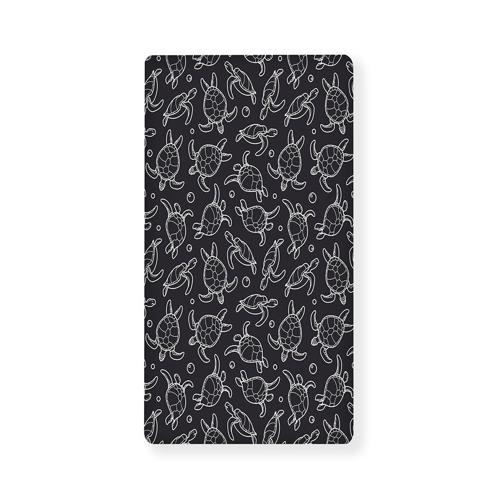 Black And White Sea Turtle Pattern Print Baby Crib Sheet