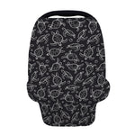 Black And White Sea Turtle Pattern Print Baby Seat Cover