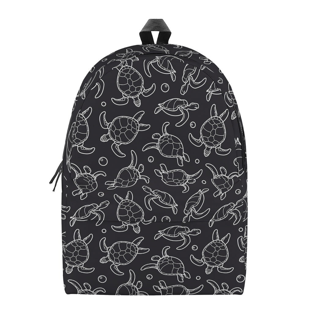 Black And White Sea Turtle Pattern Print Backpack