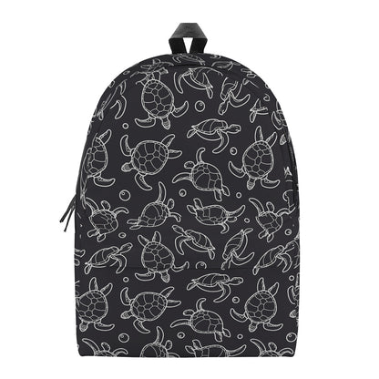 Black And White Sea Turtle Pattern Print Backpack