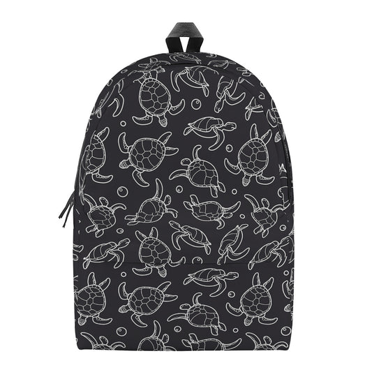 Black And White Sea Turtle Pattern Print Backpack