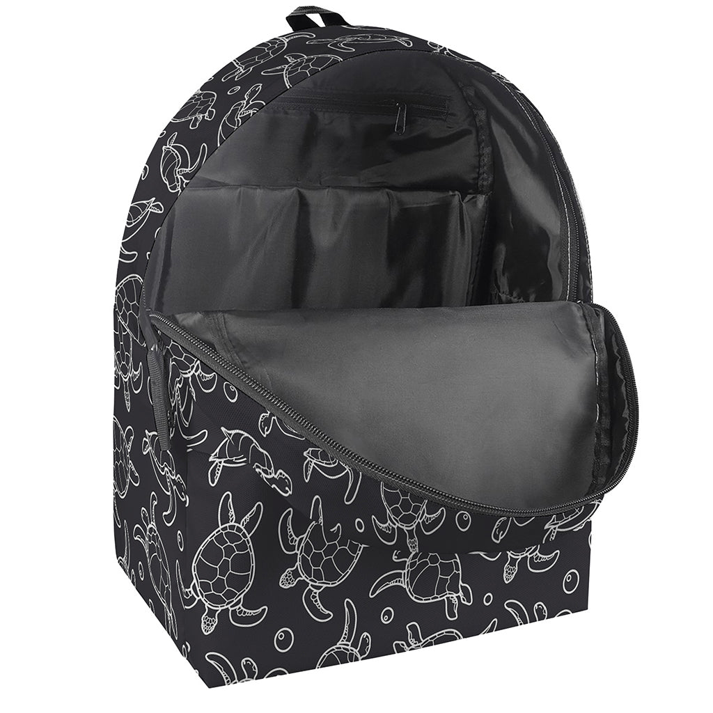 Black And White Sea Turtle Pattern Print Backpack