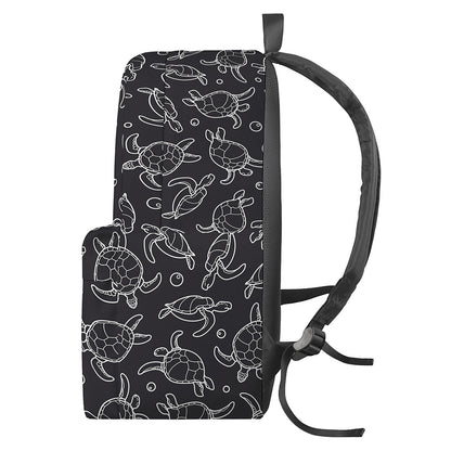 Black And White Sea Turtle Pattern Print Backpack