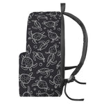 Black And White Sea Turtle Pattern Print Backpack