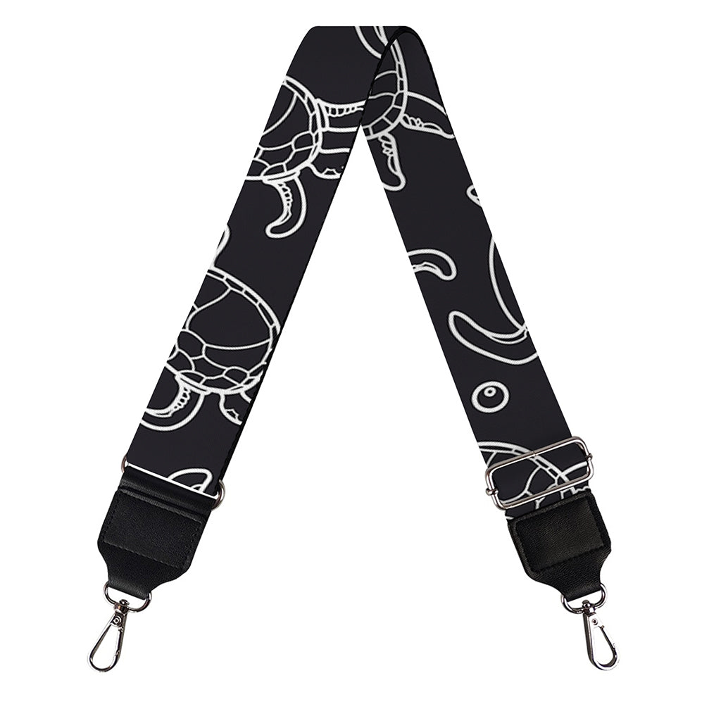 Black And White Sea Turtle Pattern Print Bag Strap