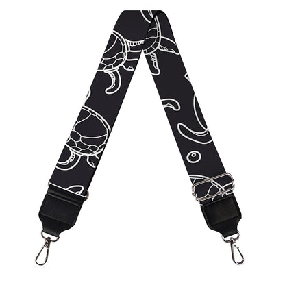 Black And White Sea Turtle Pattern Print Bag Strap