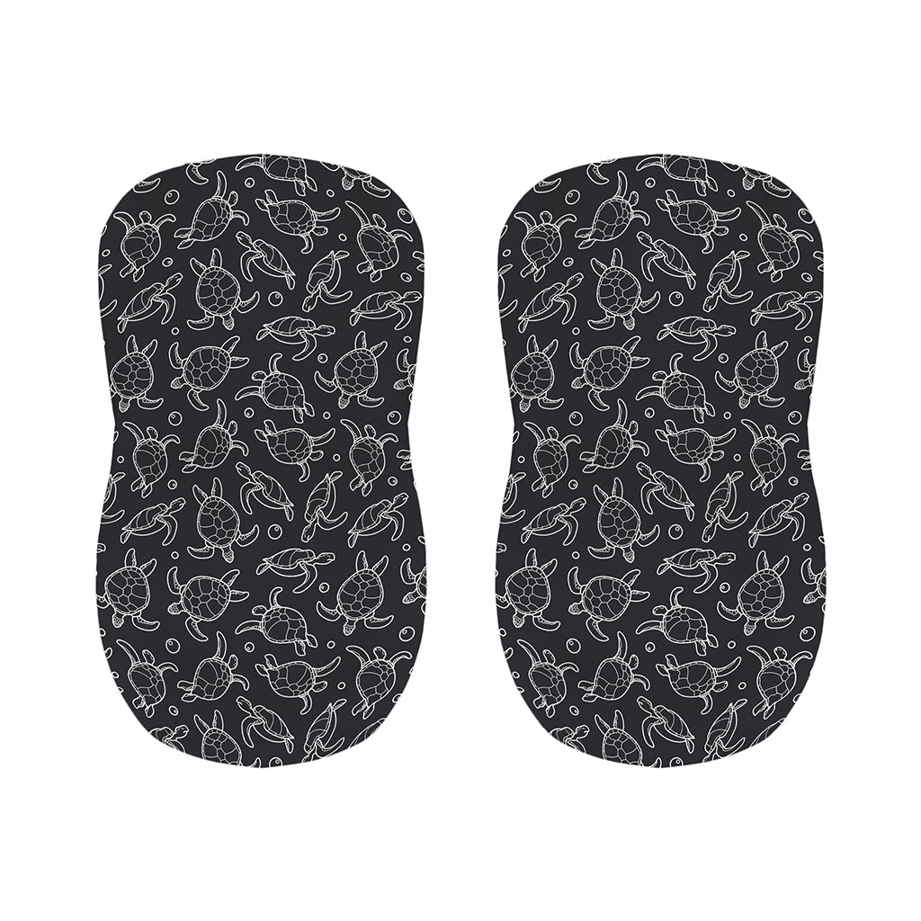 Black And White Sea Turtle Pattern Print Bar Stool Covers