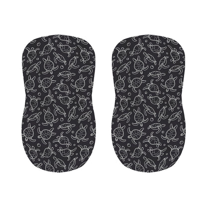 Black And White Sea Turtle Pattern Print Bar Stool Covers