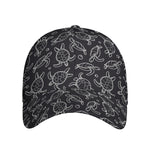 Black And White Sea Turtle Pattern Print Baseball Cap