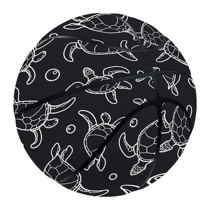 Black And White Sea Turtle Pattern Print Basketball