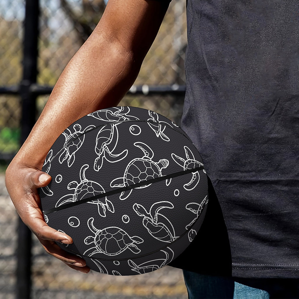 Black And White Sea Turtle Pattern Print Basketball