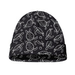 Black And White Sea Turtle Pattern Print Beanie