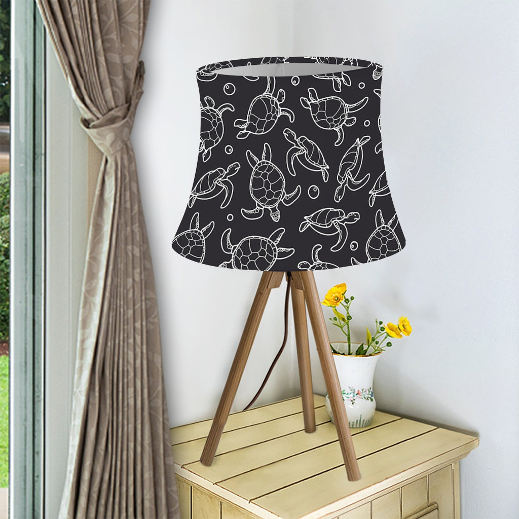 Black And White Sea Turtle Pattern Print Bell Lamp Shade