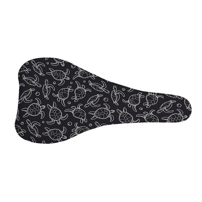 Black And White Sea Turtle Pattern Print Bicycle Seat Cover