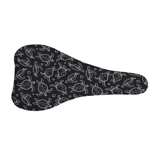Black And White Sea Turtle Pattern Print Bicycle Seat Cover