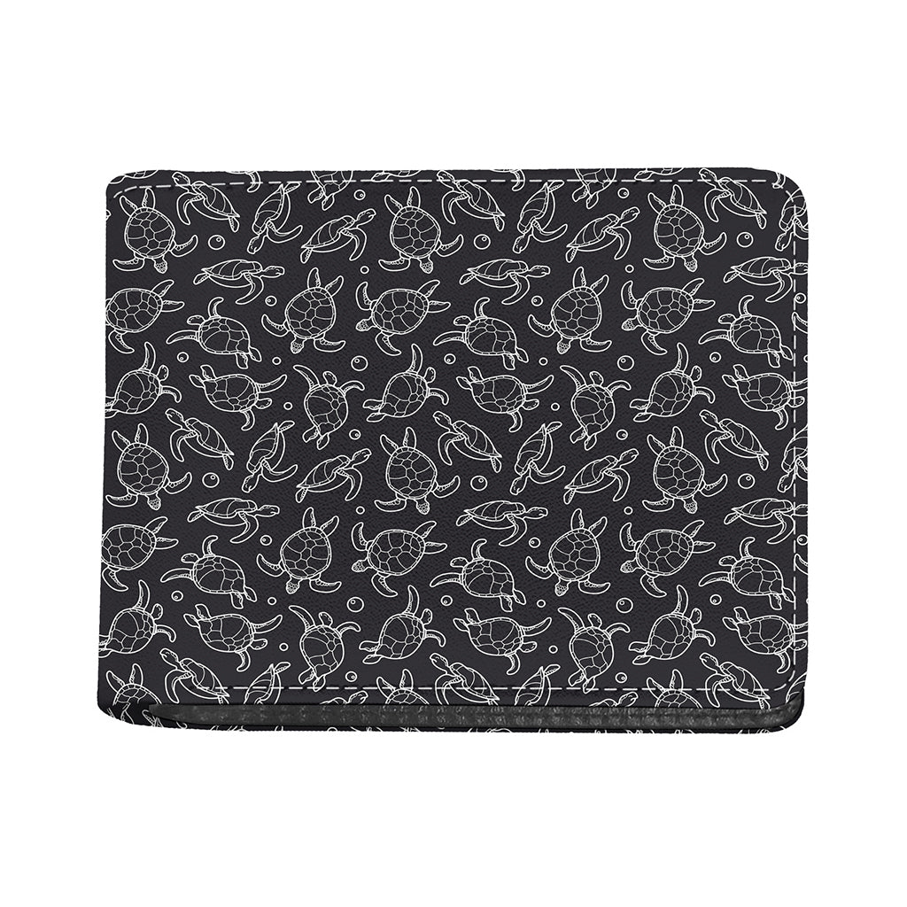 Black And White Sea Turtle Pattern Print Bifold Wallet