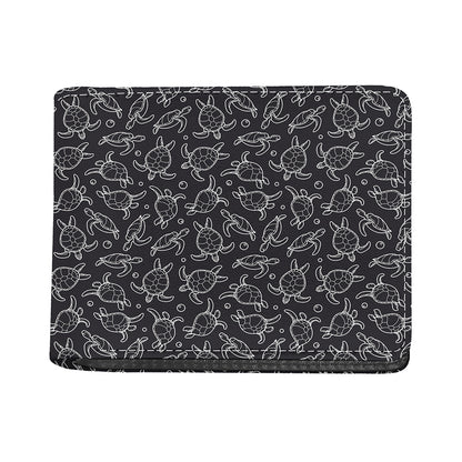 Black And White Sea Turtle Pattern Print Bifold Wallet