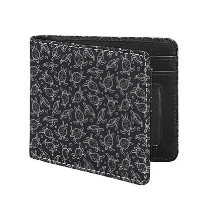 Black And White Sea Turtle Pattern Print Bifold Wallet