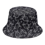Black And White Sea Turtle Pattern Print Bucket Hat