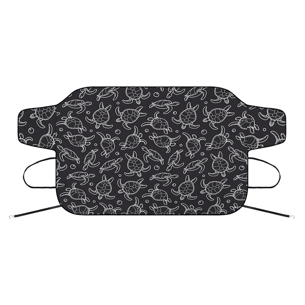 Black And White Sea Turtle Pattern Print Car Windshield Snow Cover