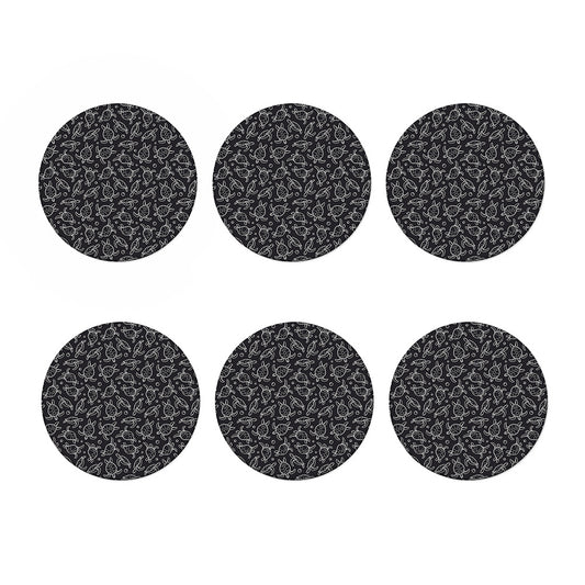 Black And White Sea Turtle Pattern Print Coaster Set