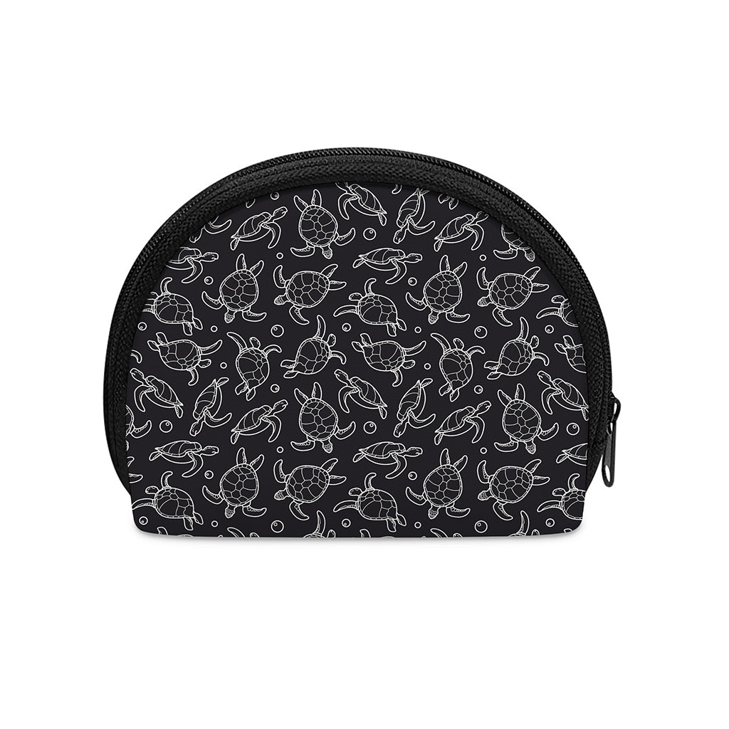 Black And White Sea Turtle Pattern Print Coin Purse