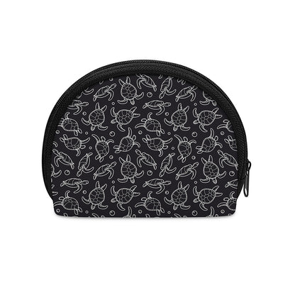 Black And White Sea Turtle Pattern Print Coin Purse