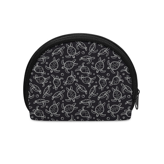Black And White Sea Turtle Pattern Print Coin Purse