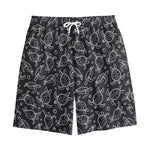 Black And White Sea Turtle Pattern Print Cotton Shorts