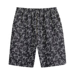 Black And White Sea Turtle Pattern Print Cotton Shorts