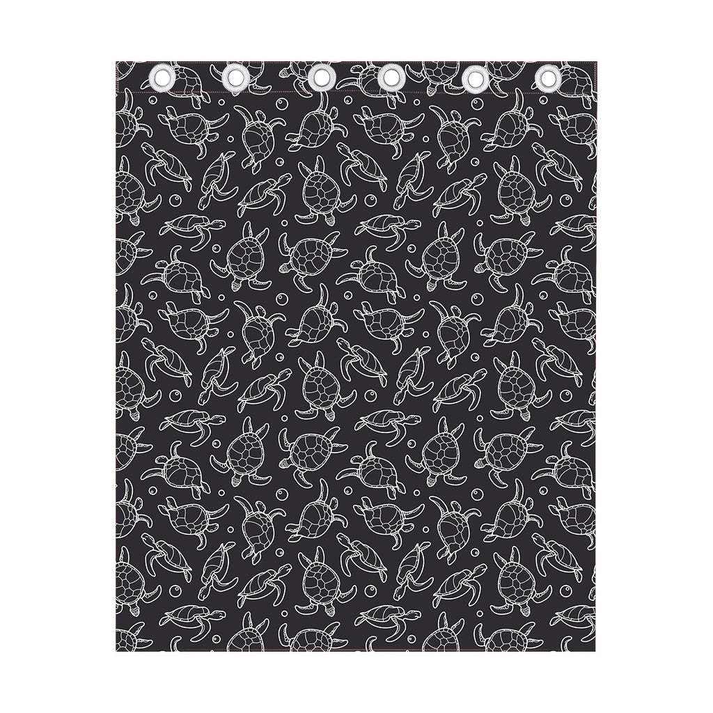 Black And White Sea Turtle Pattern Print Curtain