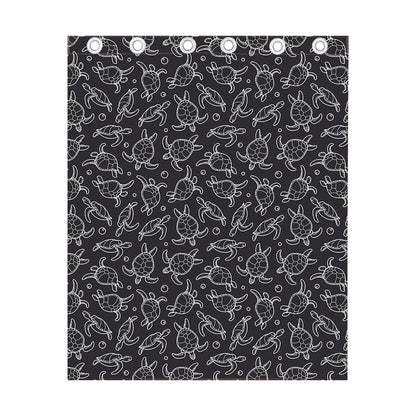 Black And White Sea Turtle Pattern Print Curtain