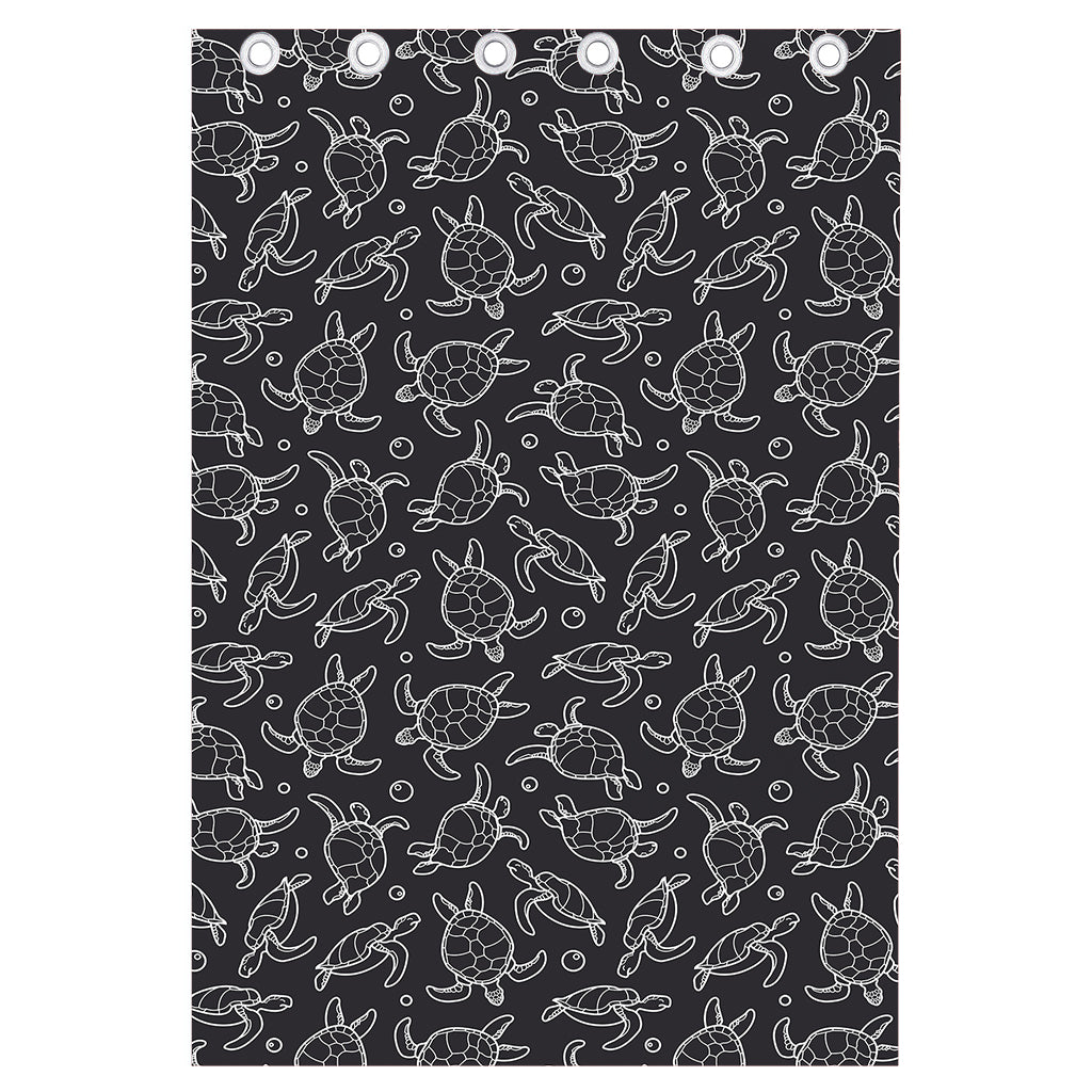 Black And White Sea Turtle Pattern Print Curtain