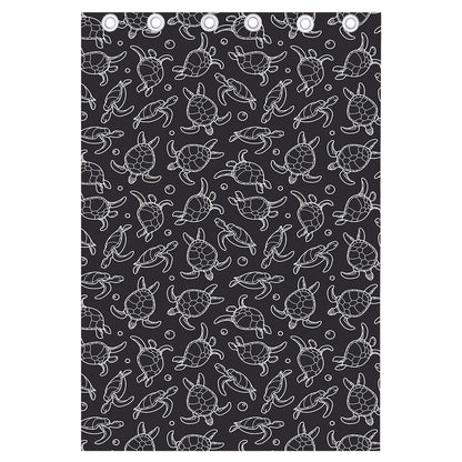 Black And White Sea Turtle Pattern Print Curtain