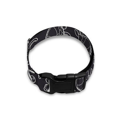 Black And White Sea Turtle Pattern Print Dog Collar