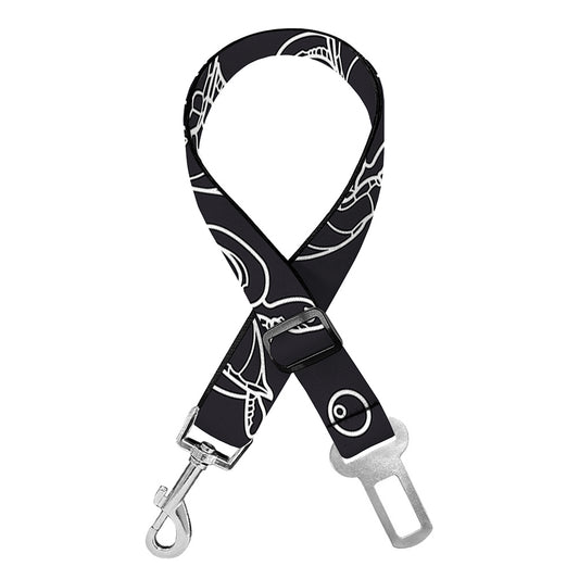 Black And White Sea Turtle Pattern Print Dog Seat Belt