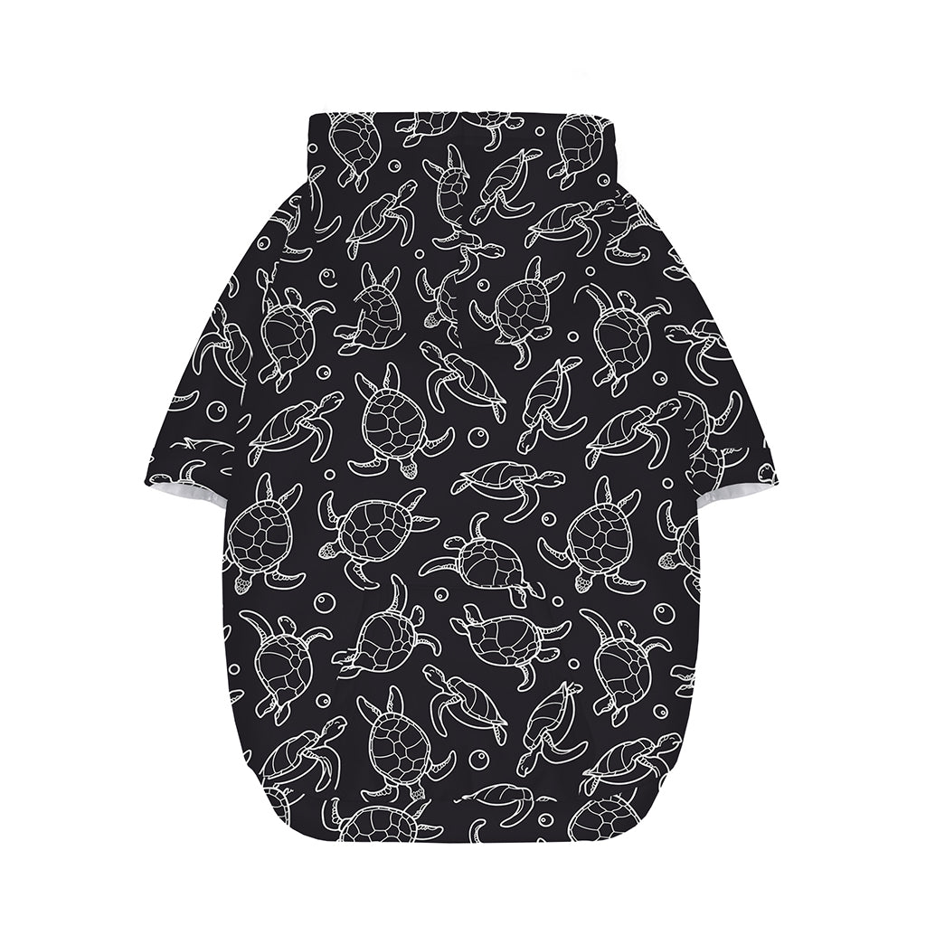 Black And White Sea Turtle Pattern Print Dog Zip Up Hoodie