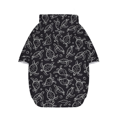 Black And White Sea Turtle Pattern Print Dog Zip Up Hoodie